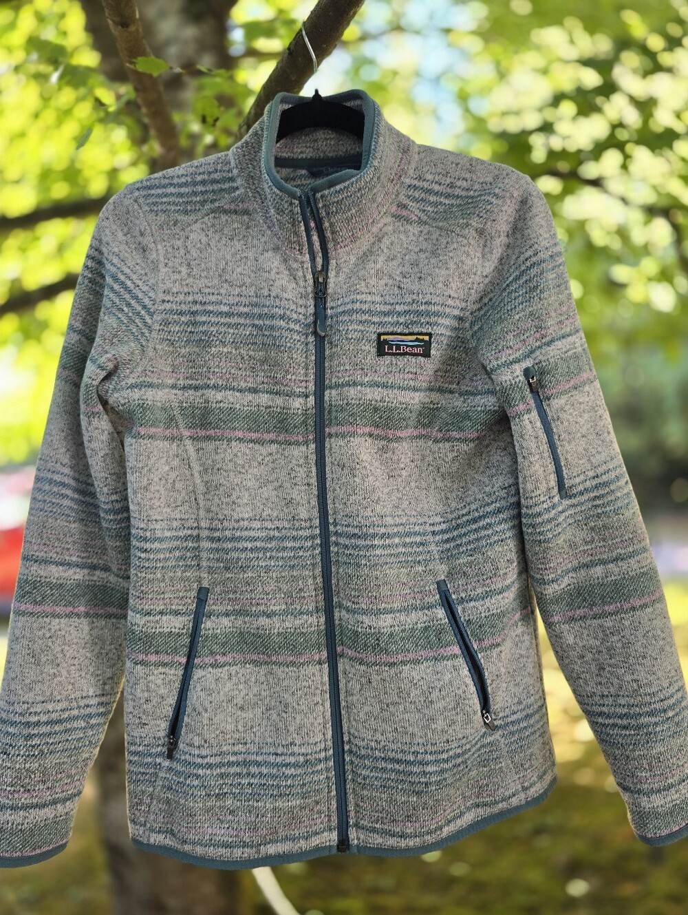 L.L. Bean Women's Striped Full-Zip Fleece Jacket